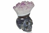 Polished Agate Skull with Amethyst Crown #181947-1